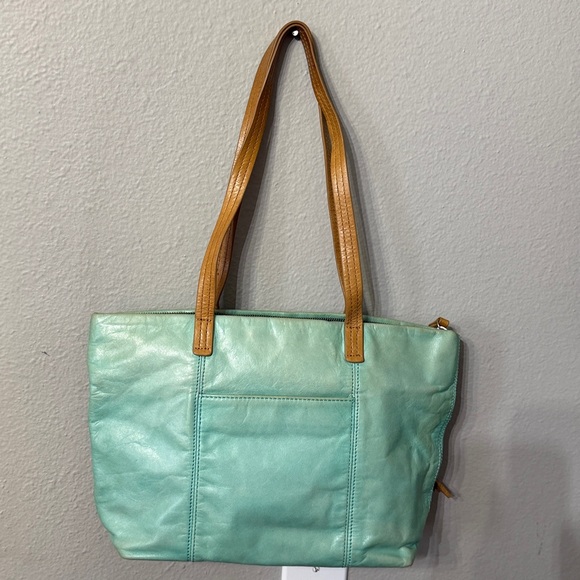 Vintage HOBO teal bag with light Blue Dust Bag with Red Drawstrings - Picture 4 of 5